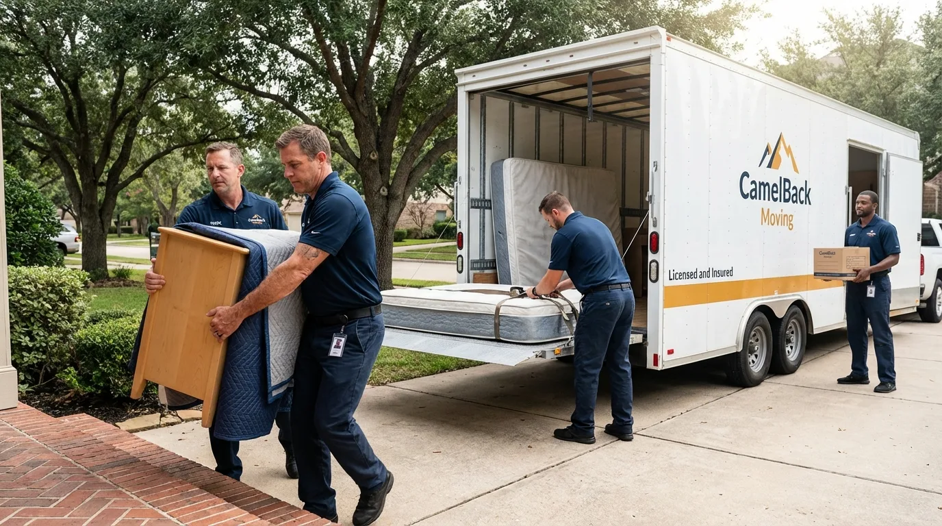 Crew loading residential truck for cross-state move from Caldwell, NJ