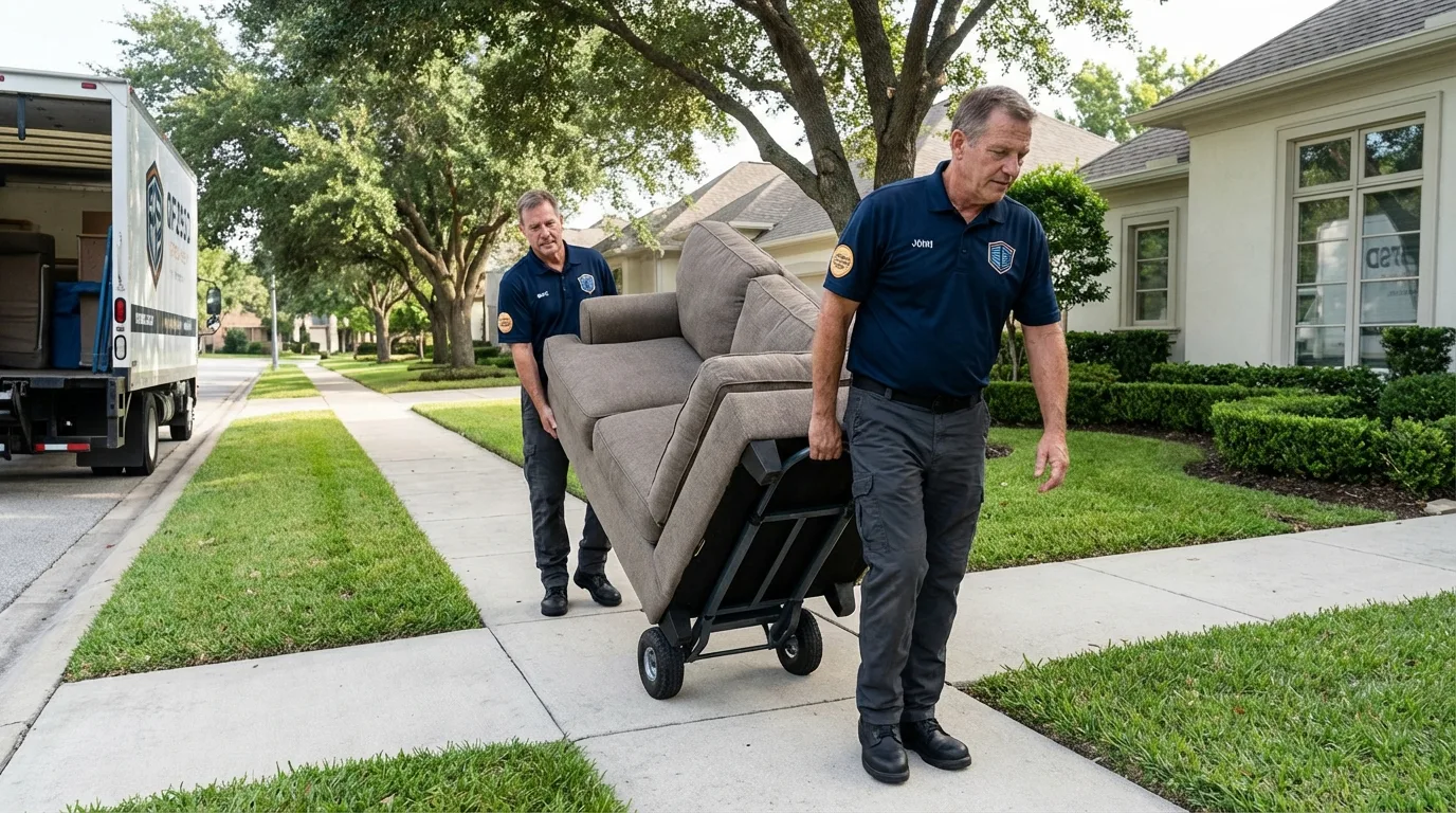 Local residential moving crew loading furniture in Caldwell, NJ